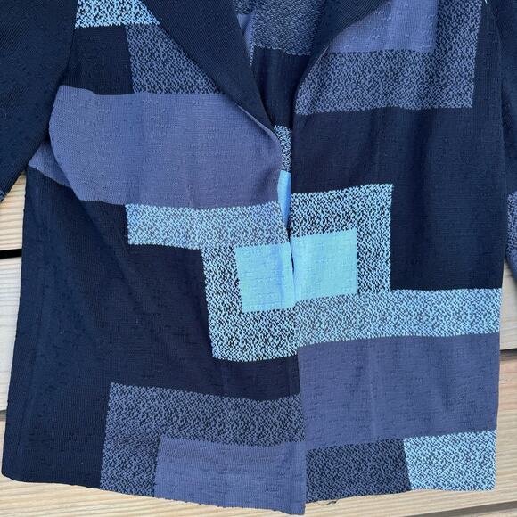 Ming Wang Cardigan Sweater Knit Geometric Patchwork Art to Wear Size Small - Picture 4 of 8